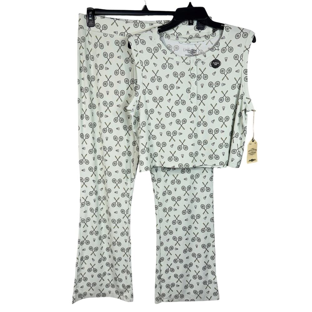 Telluride Clothing Co X-Large Pajama Set Racquets Birdies Ribbed Sleeveless New